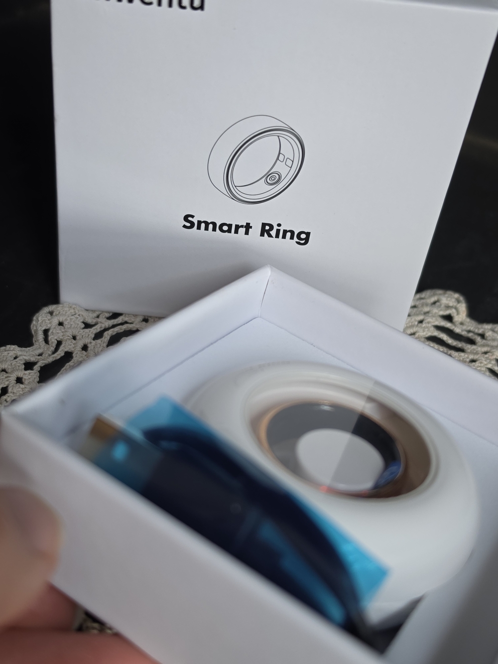 Smart Ring Fitness & Notification Ring - White with Rose Gold Accent